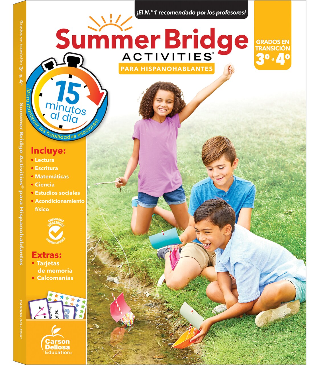 Summer Bridge Activities Spanish 3rd to 4th Grade Workbook, Activity Book With Math, Reading Comprehension, Science, Fitness, Social Studies, Writing Practice, and Flash Cards
